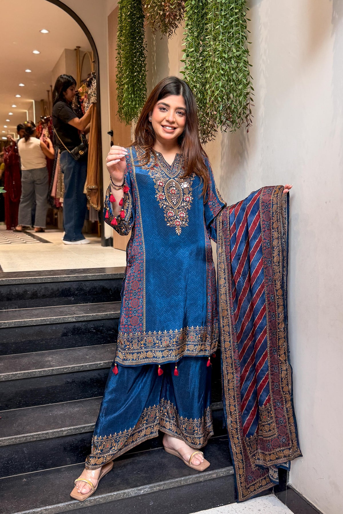 Kisha Printed & Embroidered Suit Set
