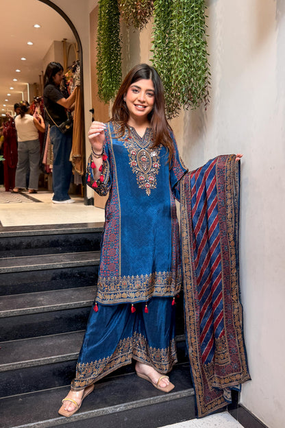 Kisha Printed & Embroidered Suit Set
