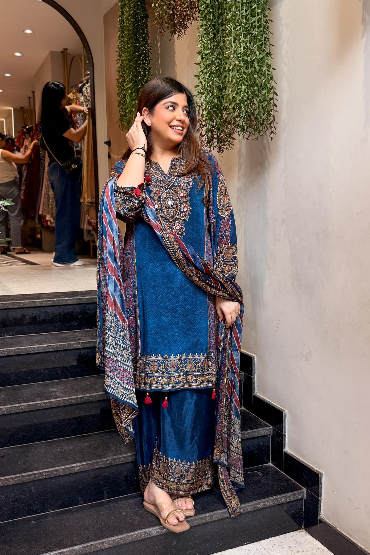 Kisha Printed & Embroidered Suit Set