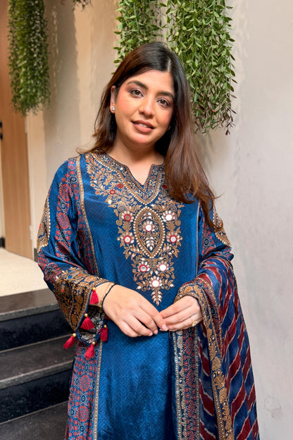 Kisha Printed & Embroidered Suit Set