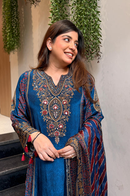 Kisha Printed & Embroidered Suit Set