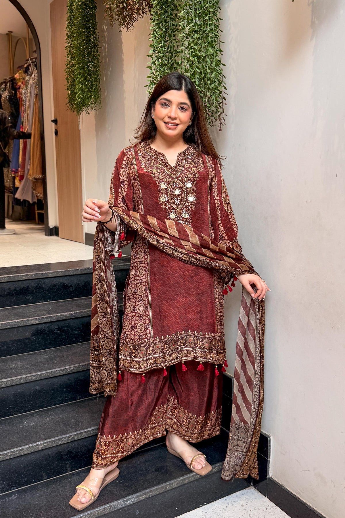 Kisha Printed & Embroidered Suit Set