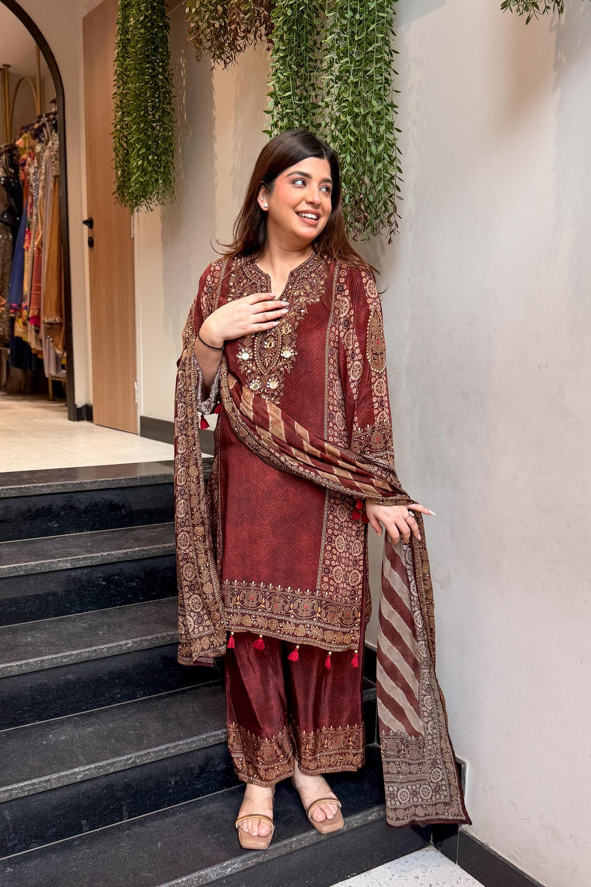 Kisha Printed & Embroidered Suit Set