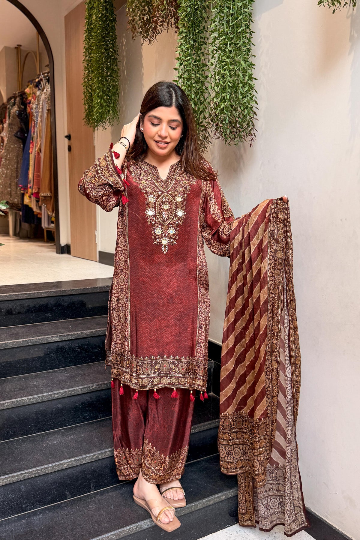 Kisha Printed & Embroidered Suit Set