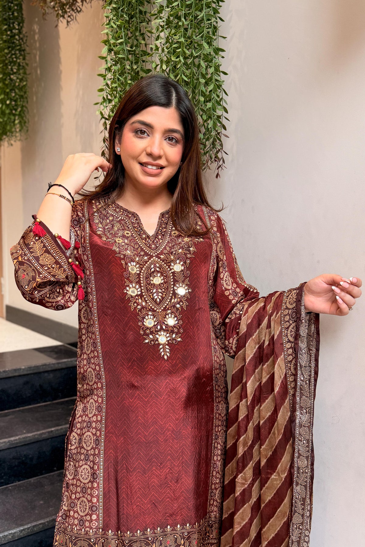 Kisha Printed & Embroidered Suit Set