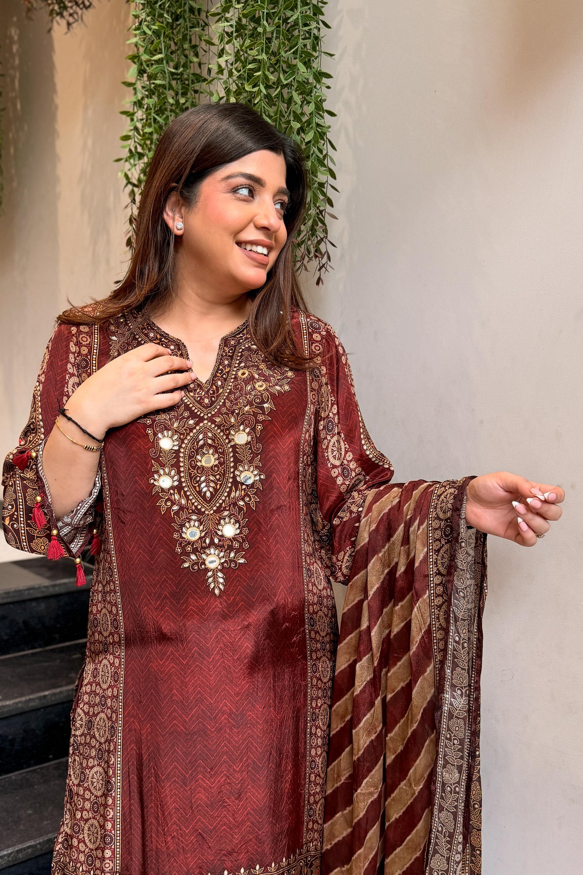 Kisha Printed & Embroidered Suit Set