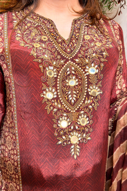 Kisha Printed & Embroidered Suit Set