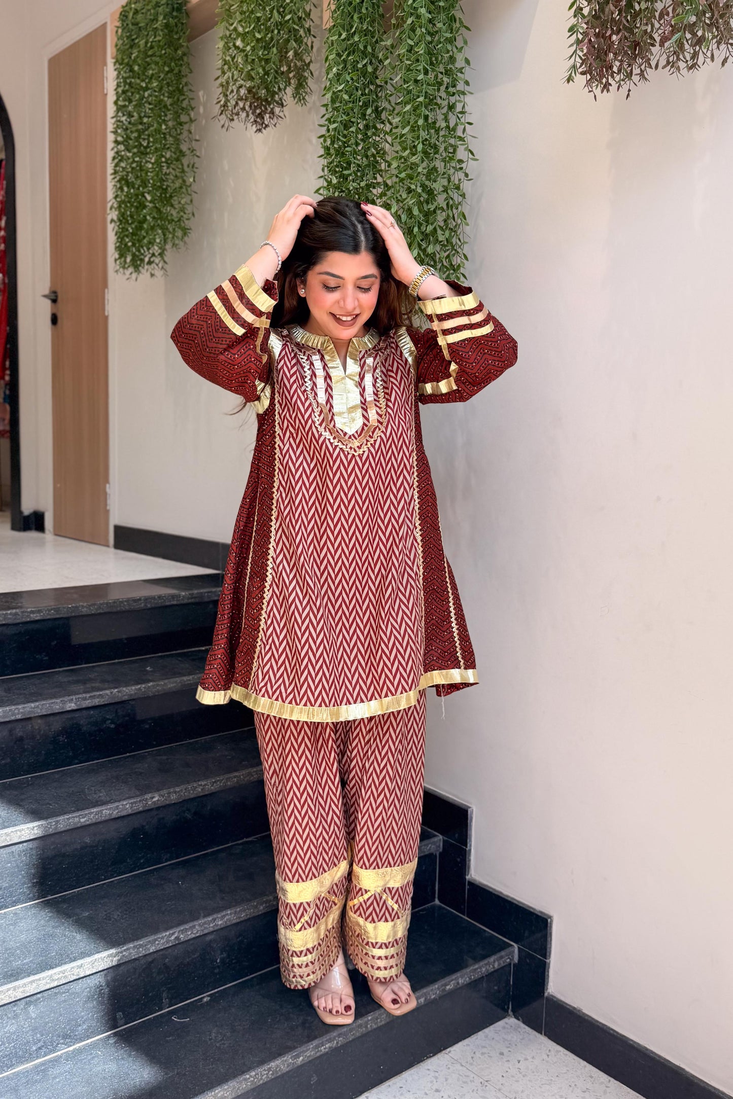 Bebo Printed Chogha Style Cord Set