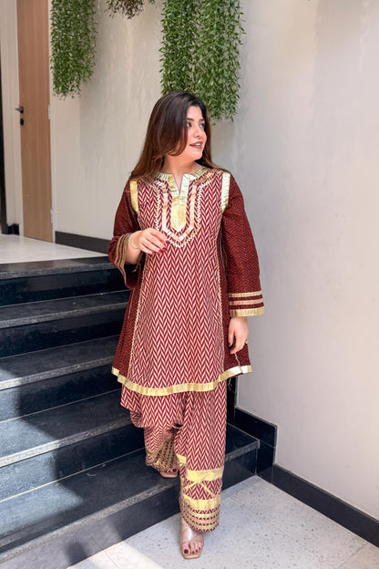 Bebo Printed Chogha Style Cord Set