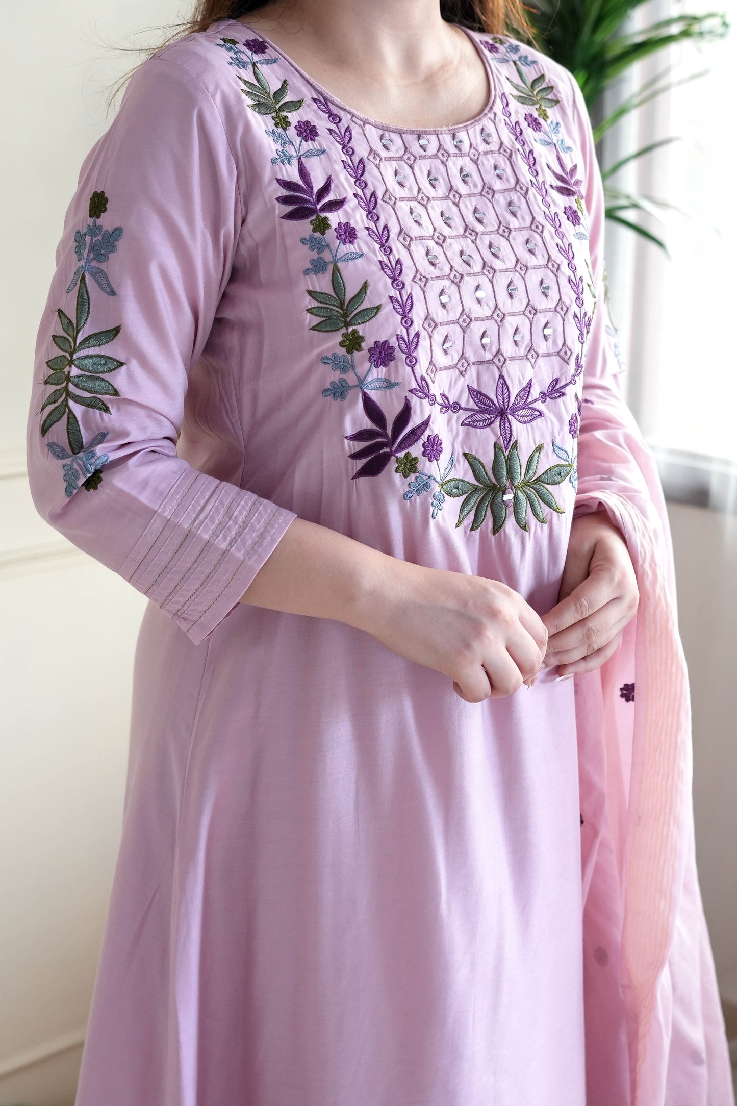 Ridhi Lavender Embriodered A line Suit Set