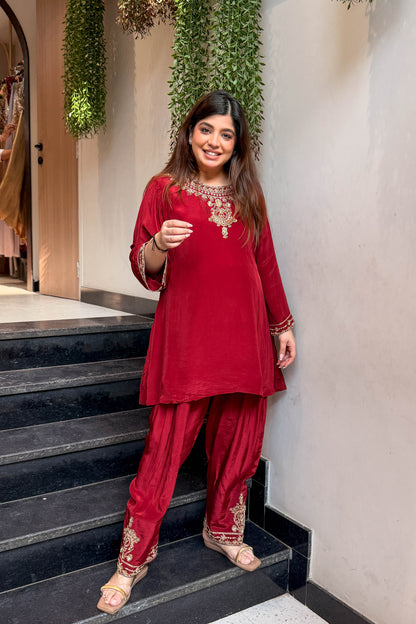 Aahira Embroidered Farshi Co ord Set