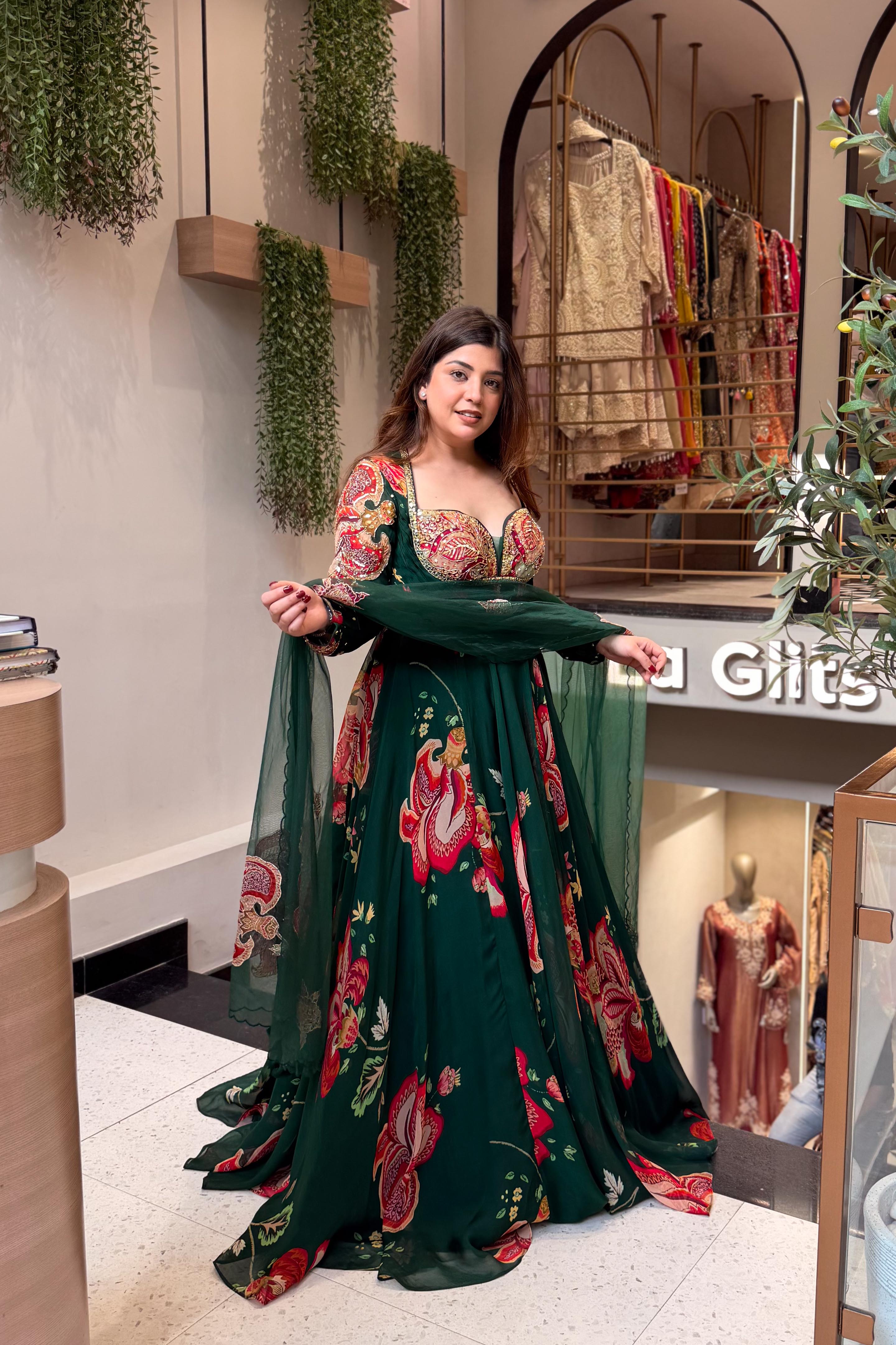 Eshal Floral Embroidered Voluminous Anarkali