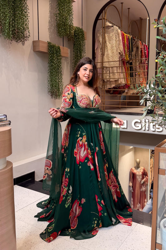 Eshal Floral Embroidered Voluminous Anarkali