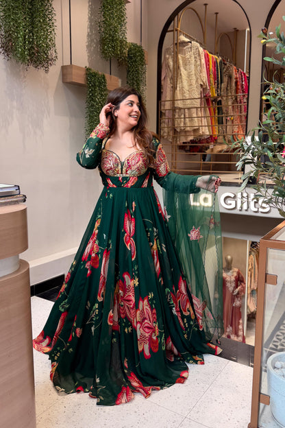Eshal Floral Embroidered Voluminous Anarkali