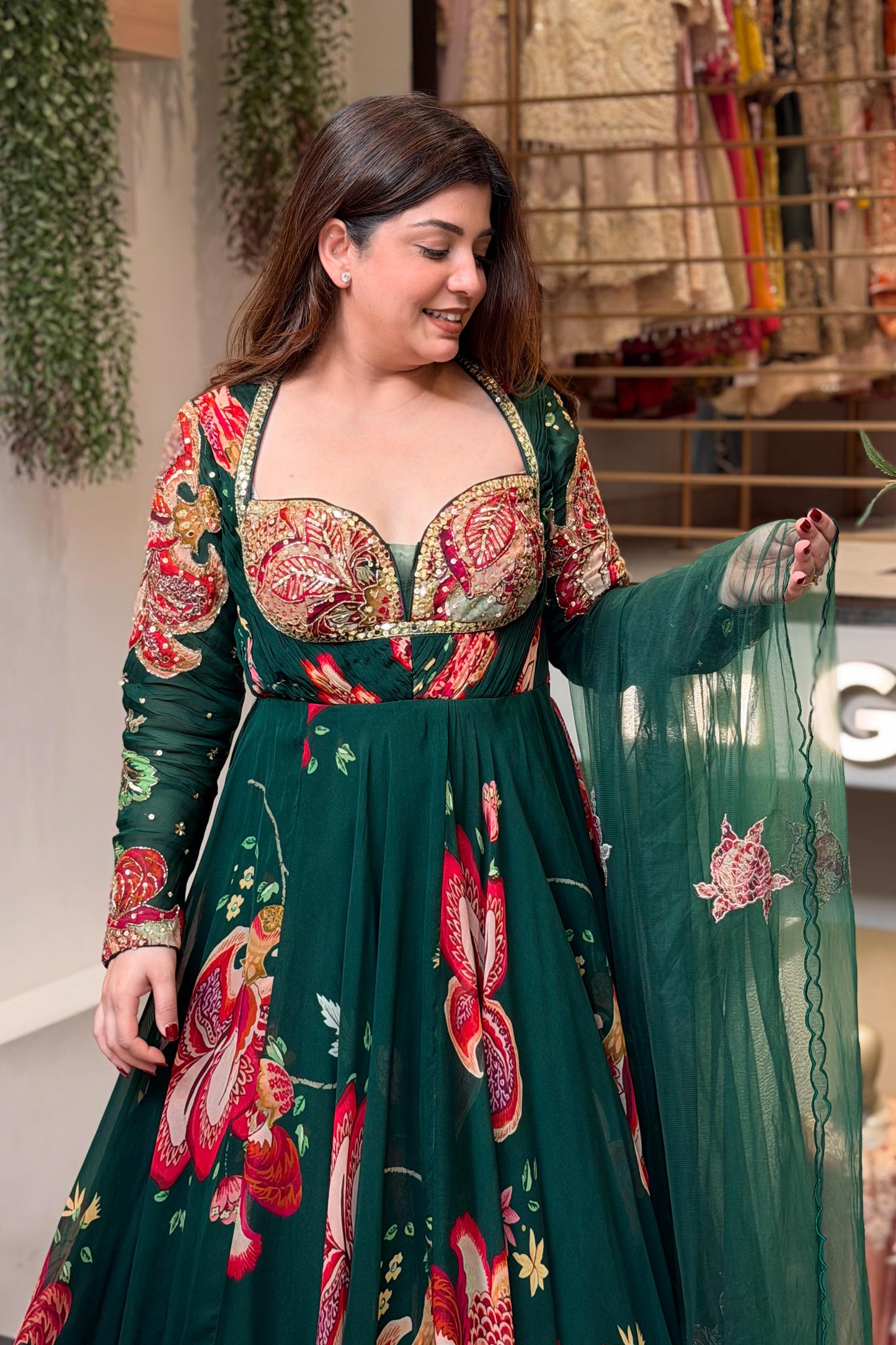 Eshal Floral Embroidered Voluminous Anarkali