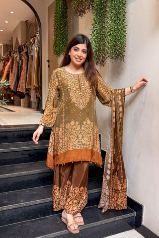 Mihaya Printed & Embroidered Suit Set