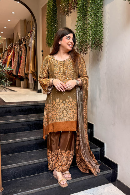 Mihaya Printed & Embroidered Suit Set