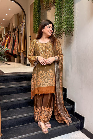 Mihaya Printed & Embroidered Suit Set