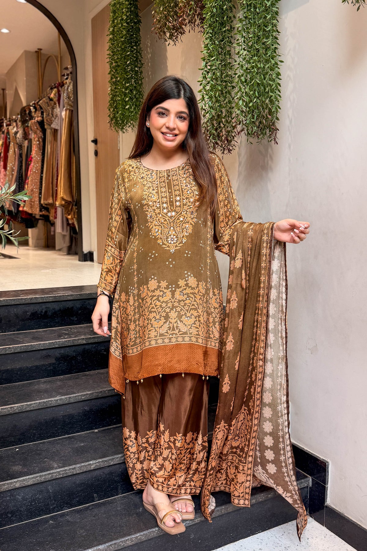 Mihaya Printed & Embroidered Suit Set