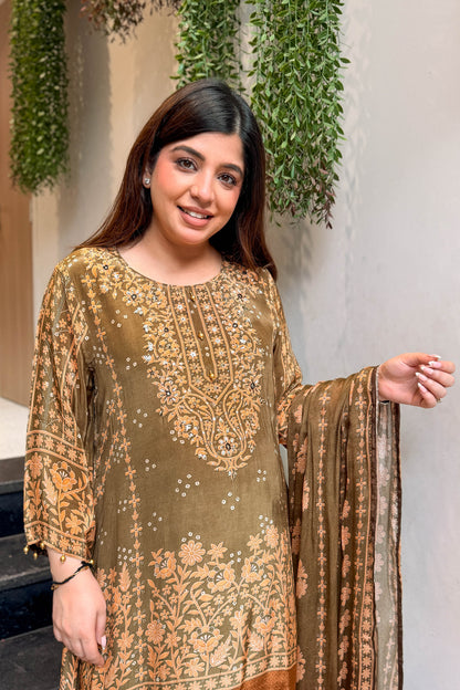 Mihaya Printed & Embroidered Suit Set