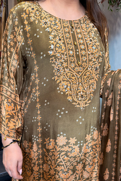 Mihaya Printed & Embroidered Suit Set