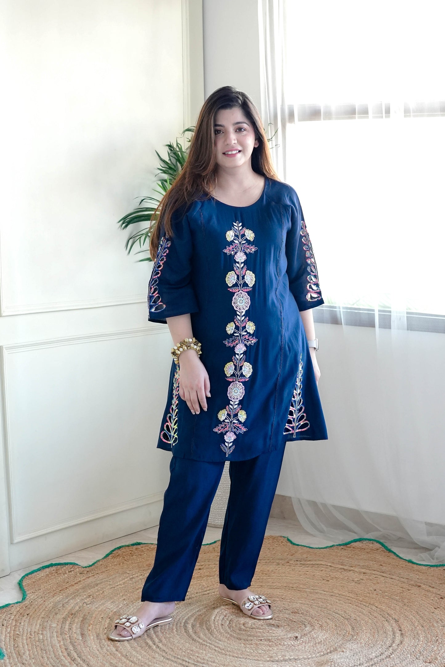 Fariya Blue Embroidered Co ord Set