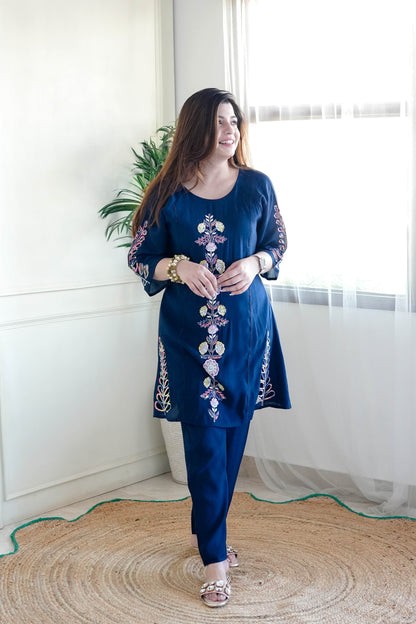 Fariya Blue Embroidered Co ord Set