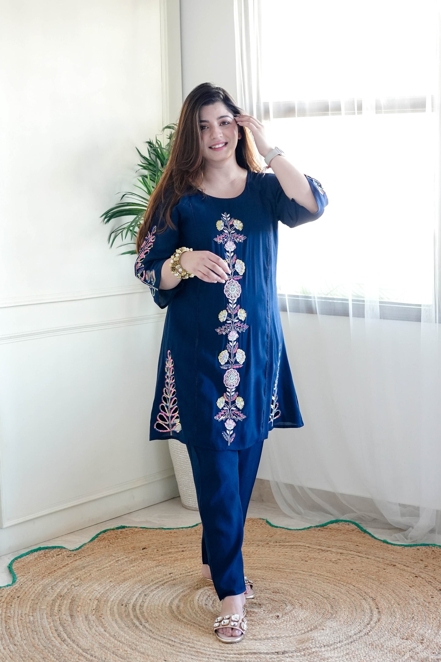 Fariya Blue Embroidered Co ord Set