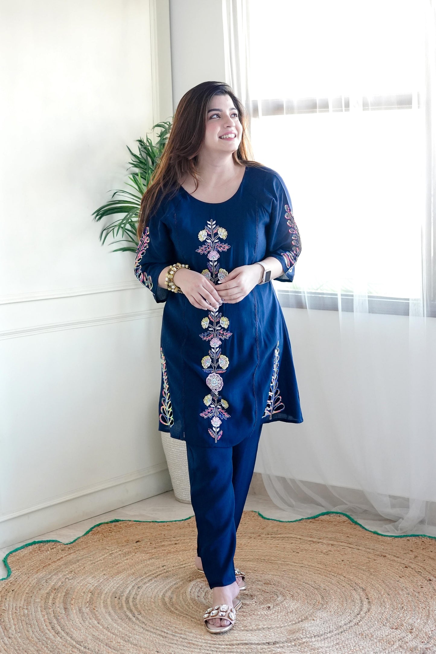 Fariya Blue Embroidered Co ord Set