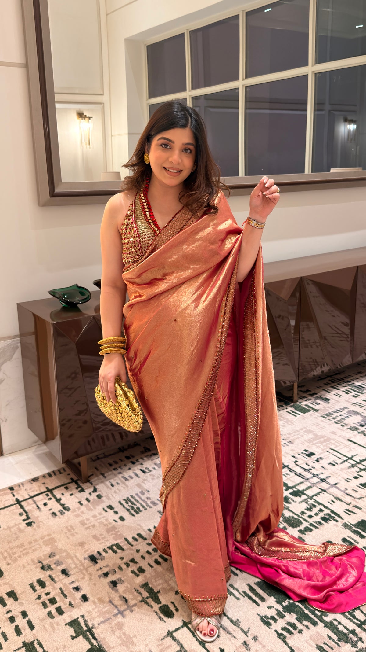 Vinisa Hand Embroidered Tissue Drape Saree