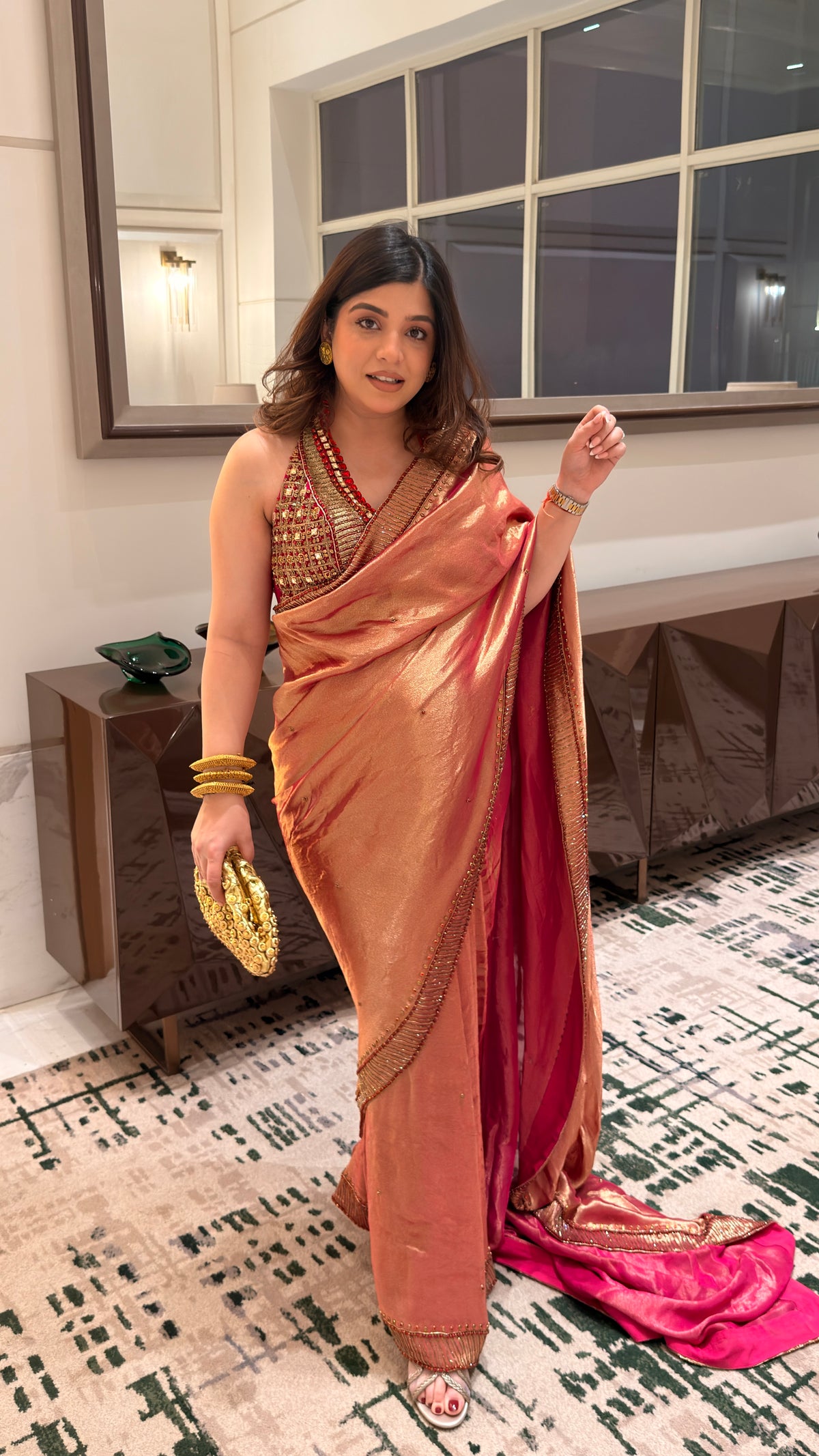 Vinisa Hand Embroidered Tissue Drape Saree
