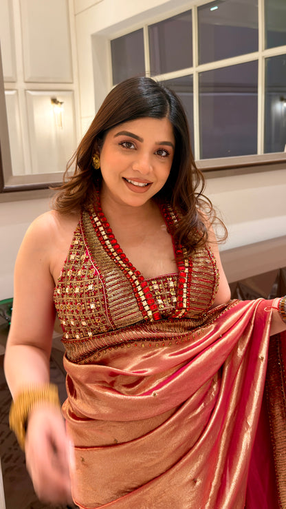 Vinisa Hand Embroidered Tissue Drape Saree
