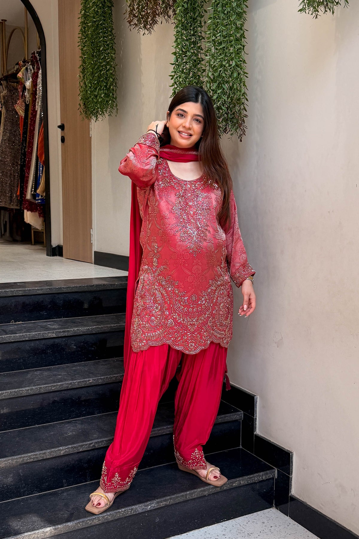 Wareen Embroidered Silk Suit Set