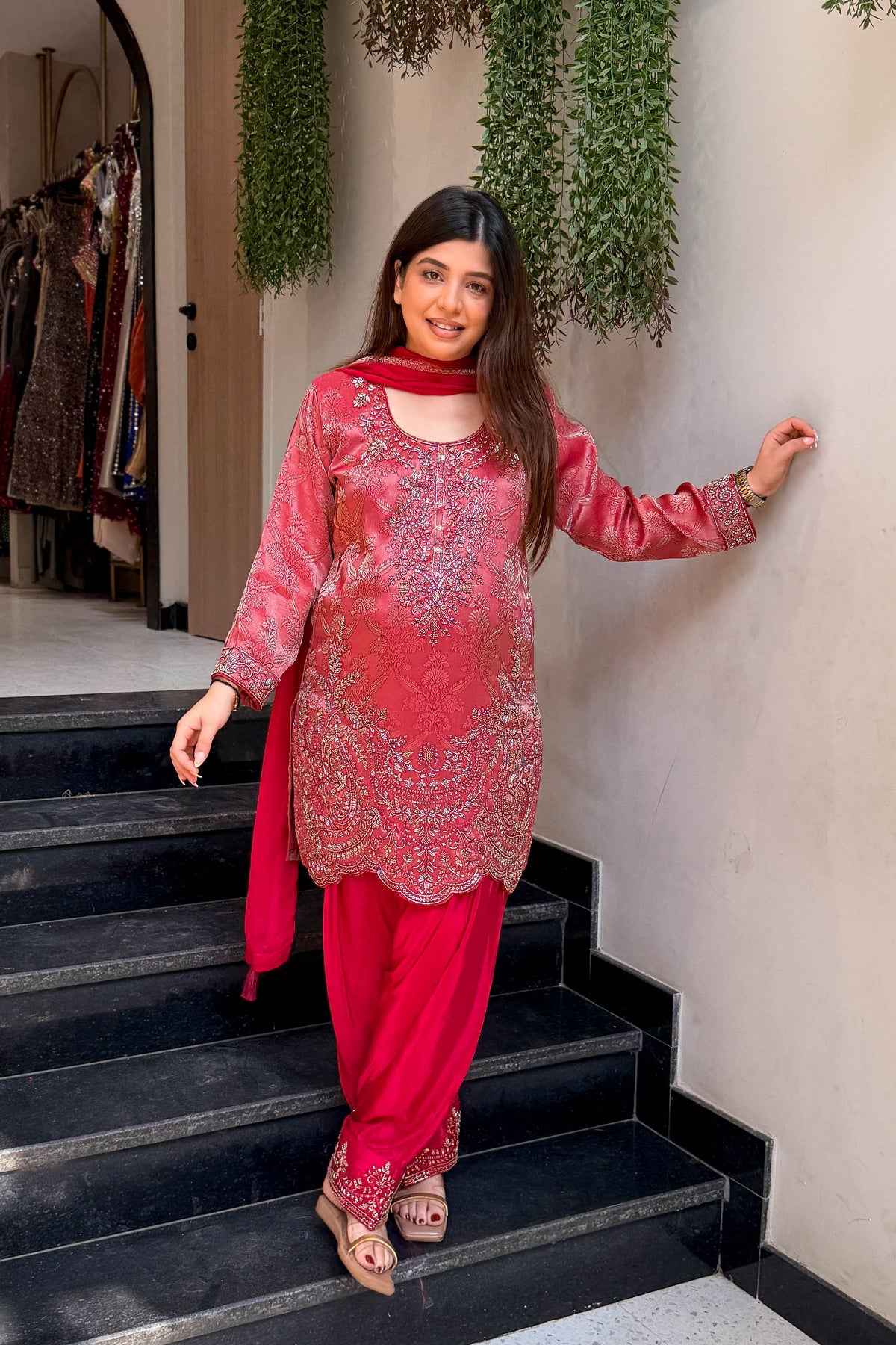 Wareen Embroidered Silk Suit Set