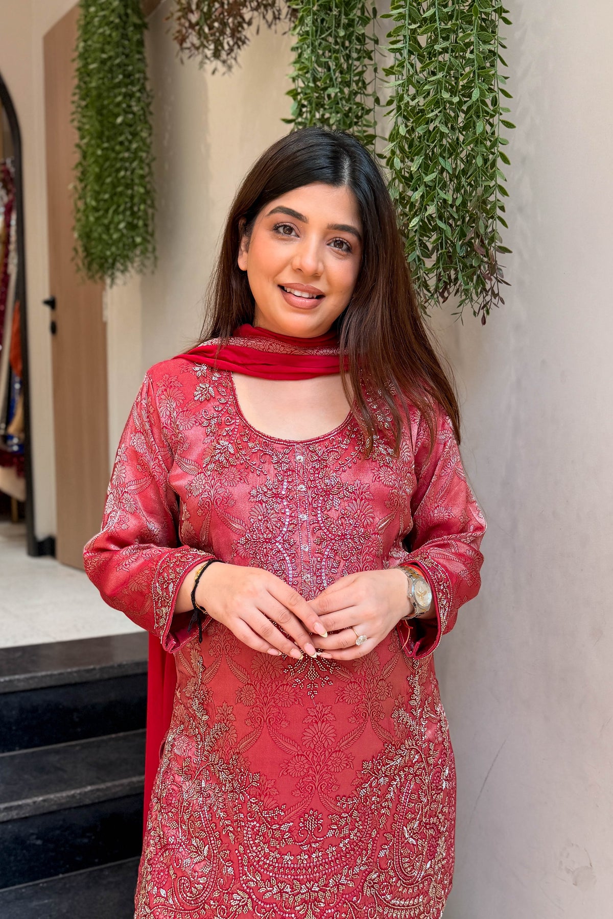 Wareen Embroidered Silk Suit Set