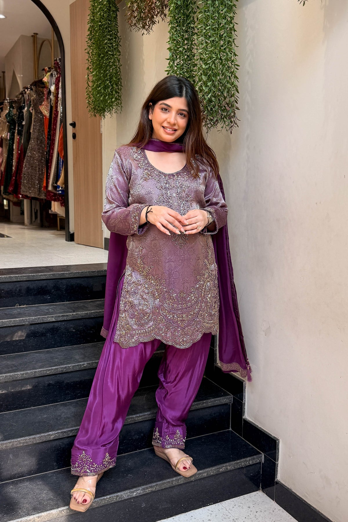 Wareen Embroidered Silk Suit Set