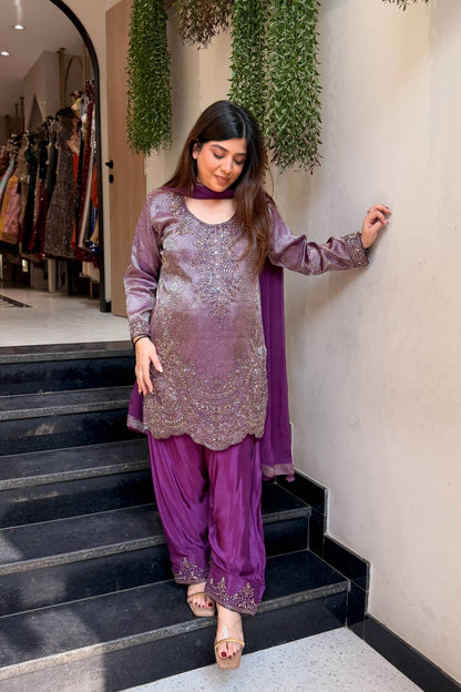 Wareen Embroidered Silk Suit Set