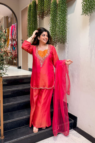Kiyana Pink Embroidered Garara Set