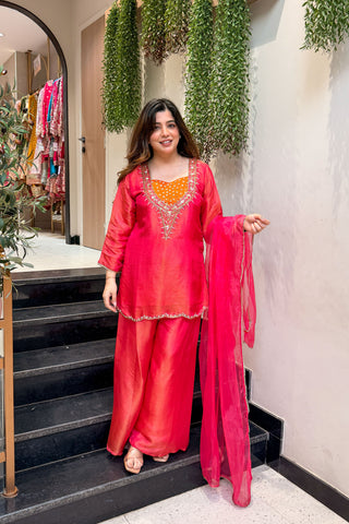 Kiyana Pink Embroidered Garara Set