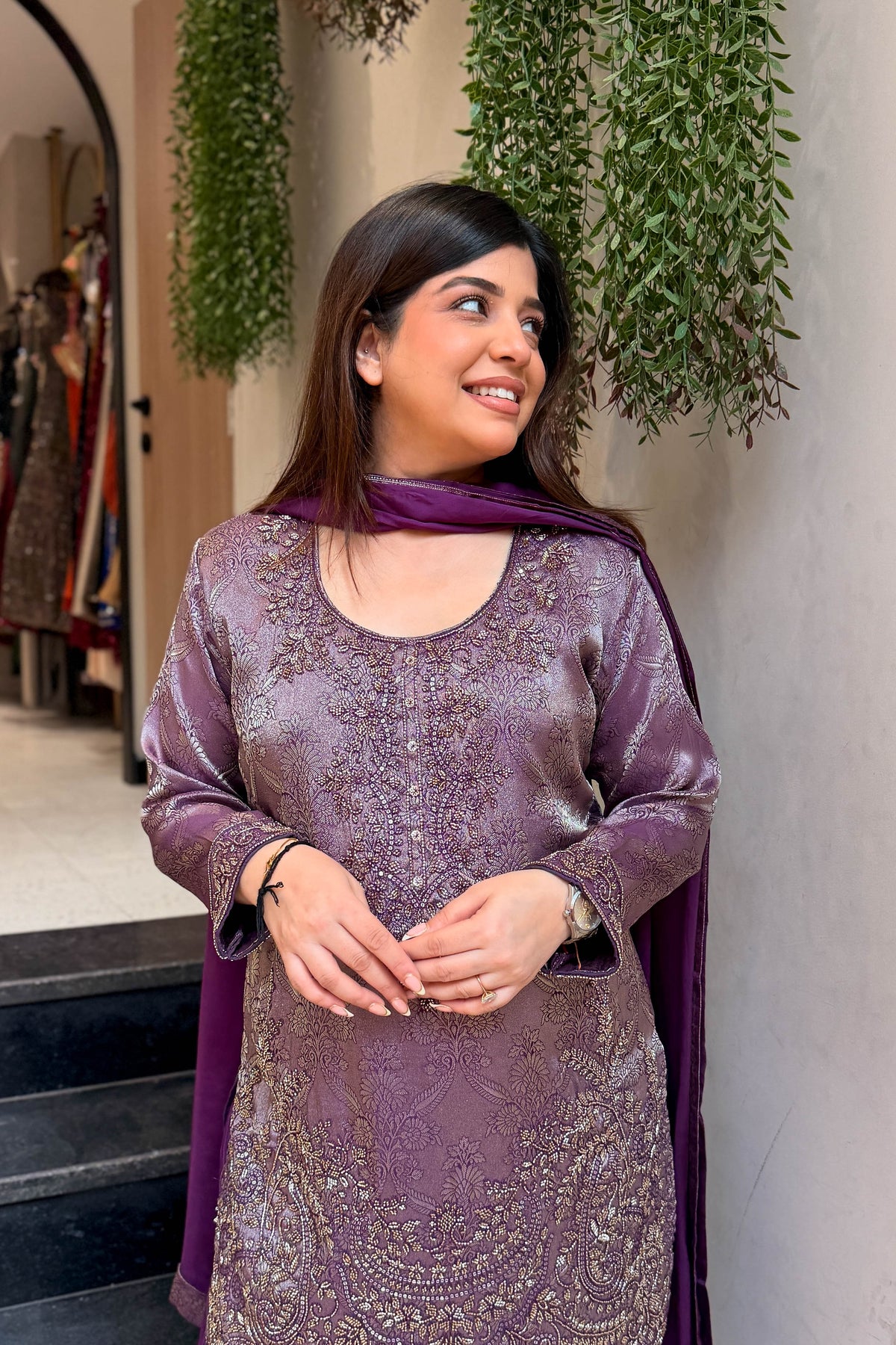 Wareen Embroidered Silk Suit Set