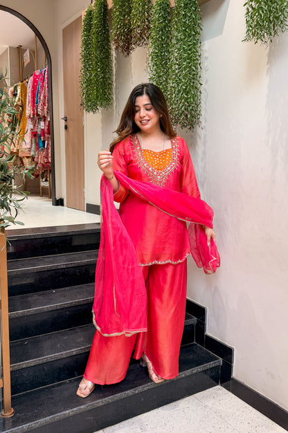 Kiyana Pink Embroidered Garara Set