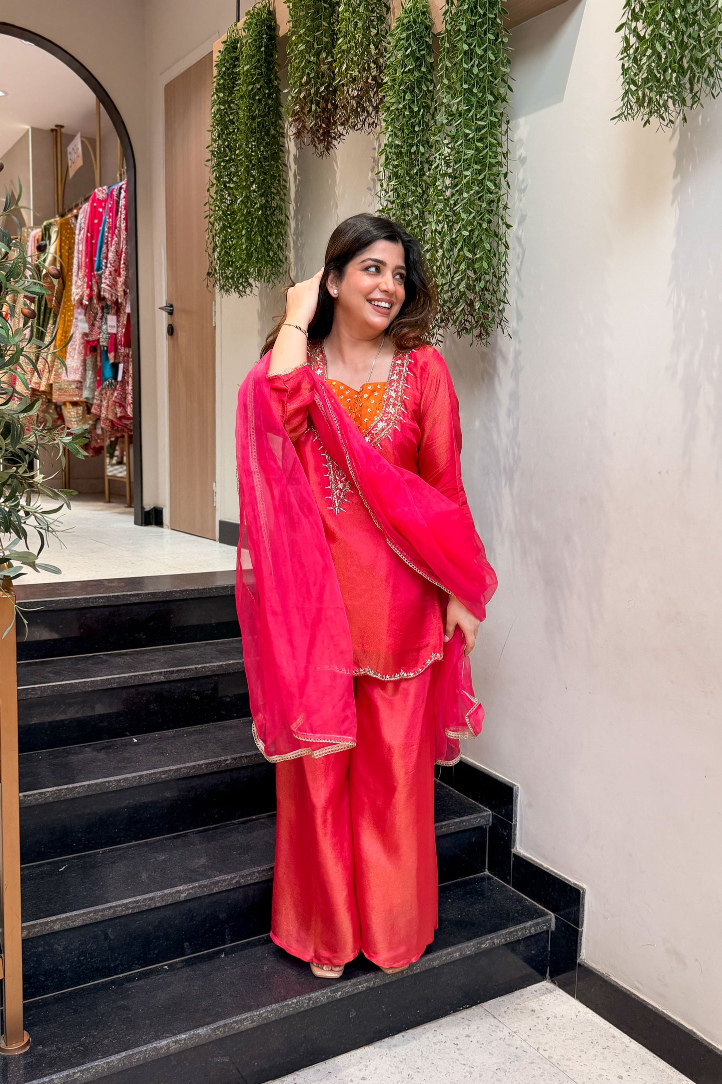 Kiyana Pink Embroidered Garara Set