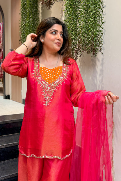 Kiyana Pink Embroidered Garara Set