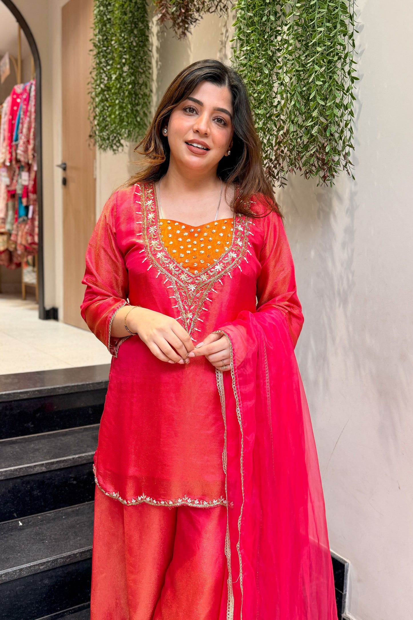 Kiyana Pink Embroidered Garara Set