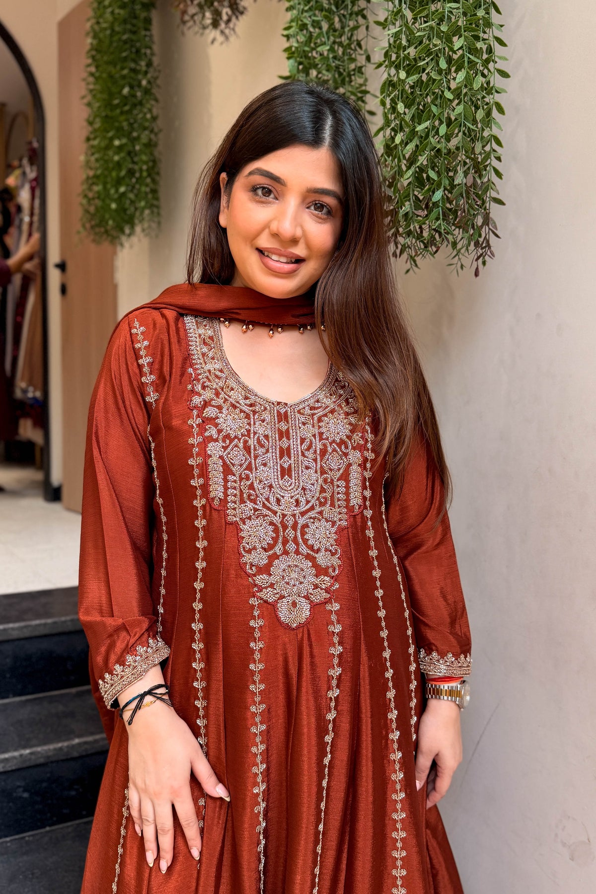 Vidhani Beads Embroidered Anarkali Suit Set
