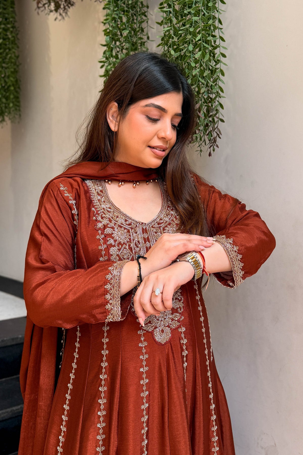 Vidhani Beads Embroidered Anarkali Suit Set