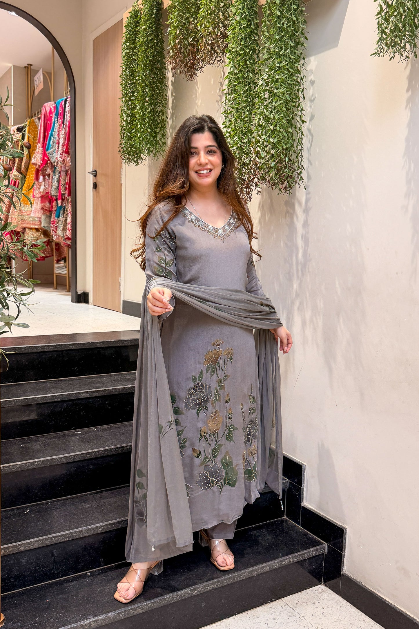 Avyara Floral Hand Painted Suit Set