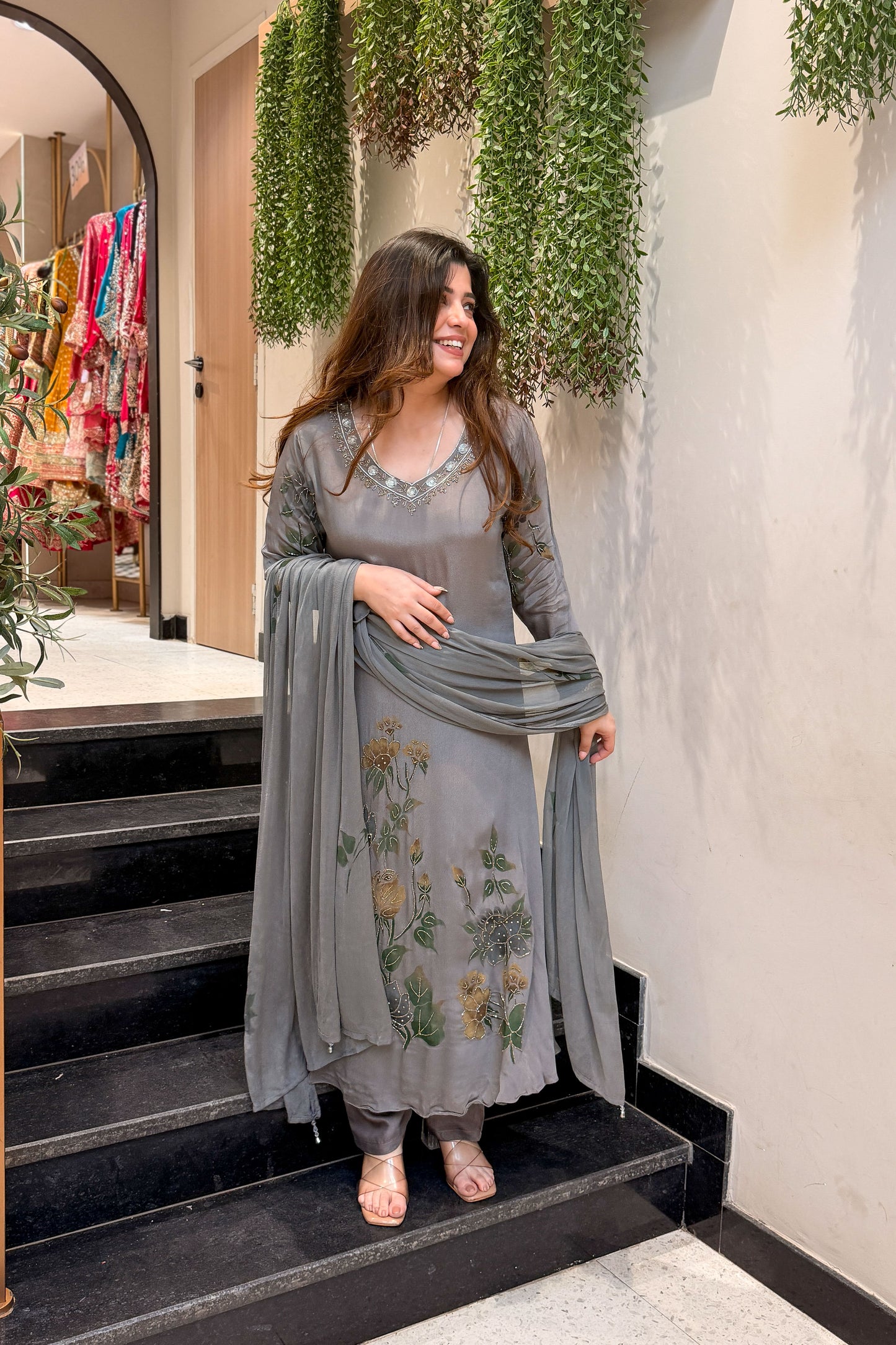 Avyara Floral Hand Painted Suit Set