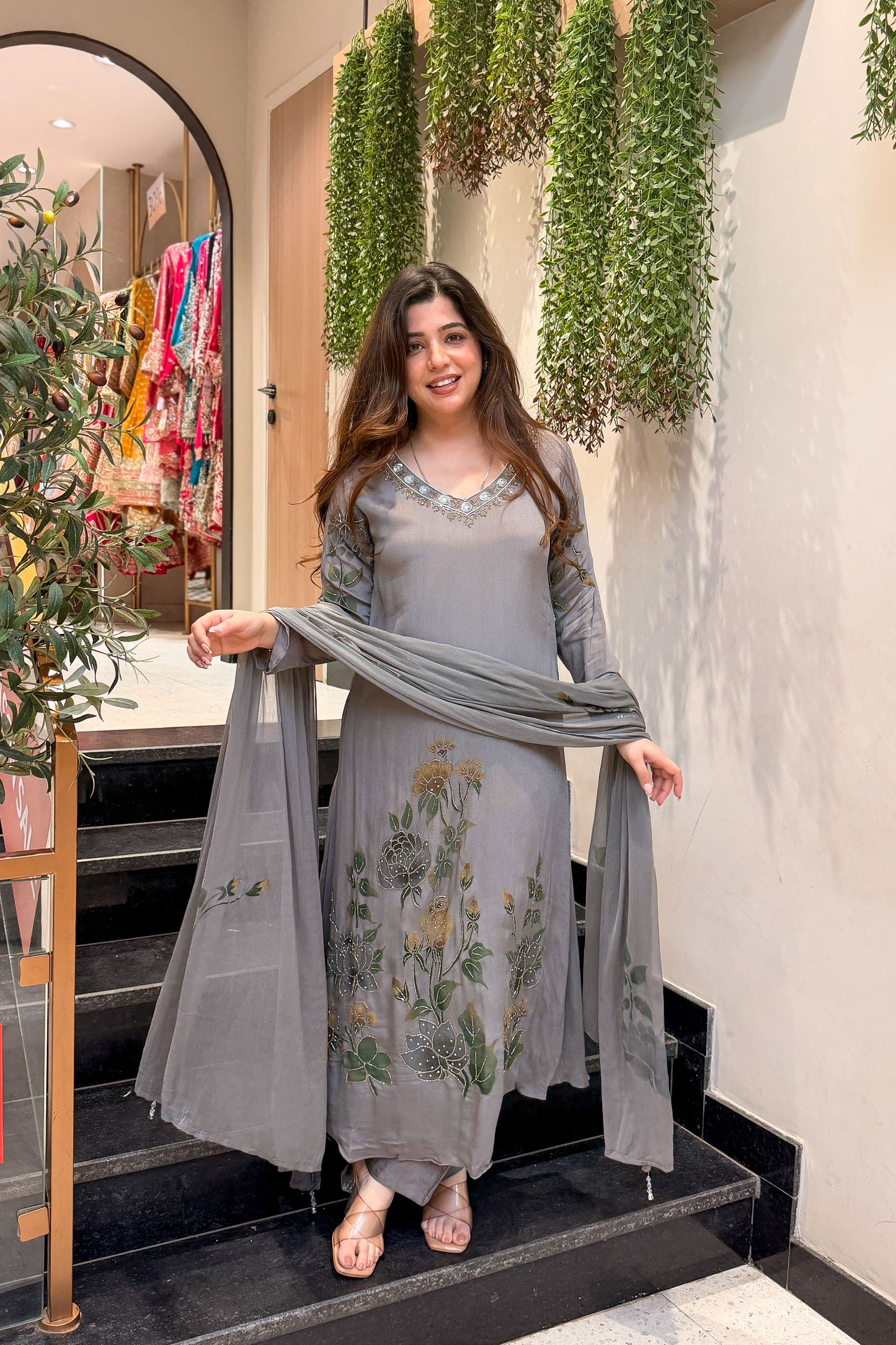Avyara Floral Hand Painted Suit Set