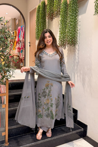 Avyara Floral Hand Painted Suit Set